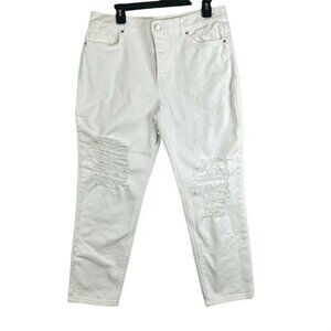 AFRM Women Skinny Distressed High Rise White Crop Jeans Size 30